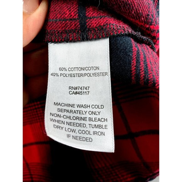Natural Reflection- Woman's Long Sleeve Red and Black Flannel- Size S - Picture 4 of 5